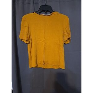 Norton McNaughton Women's Ribbed Top Medium Yellow Mustard‎ Shirt  Short Sleeve